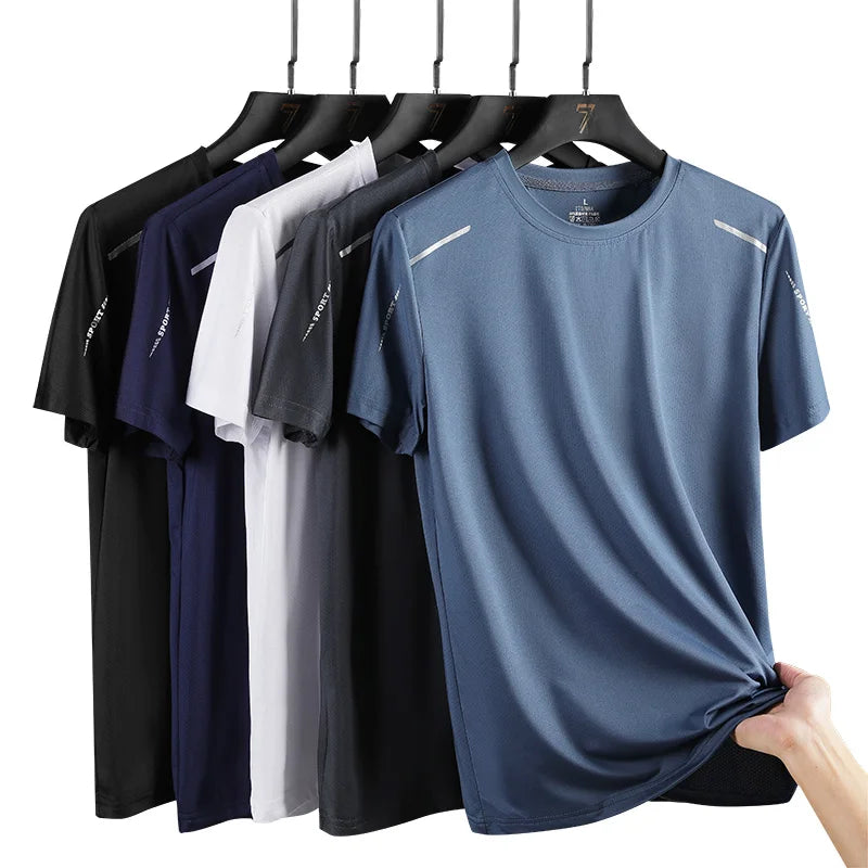 Camiseta Deportiva de Secado Rápido para Hombre — Transpirable, Manga Corta, Tallas M a 5XL