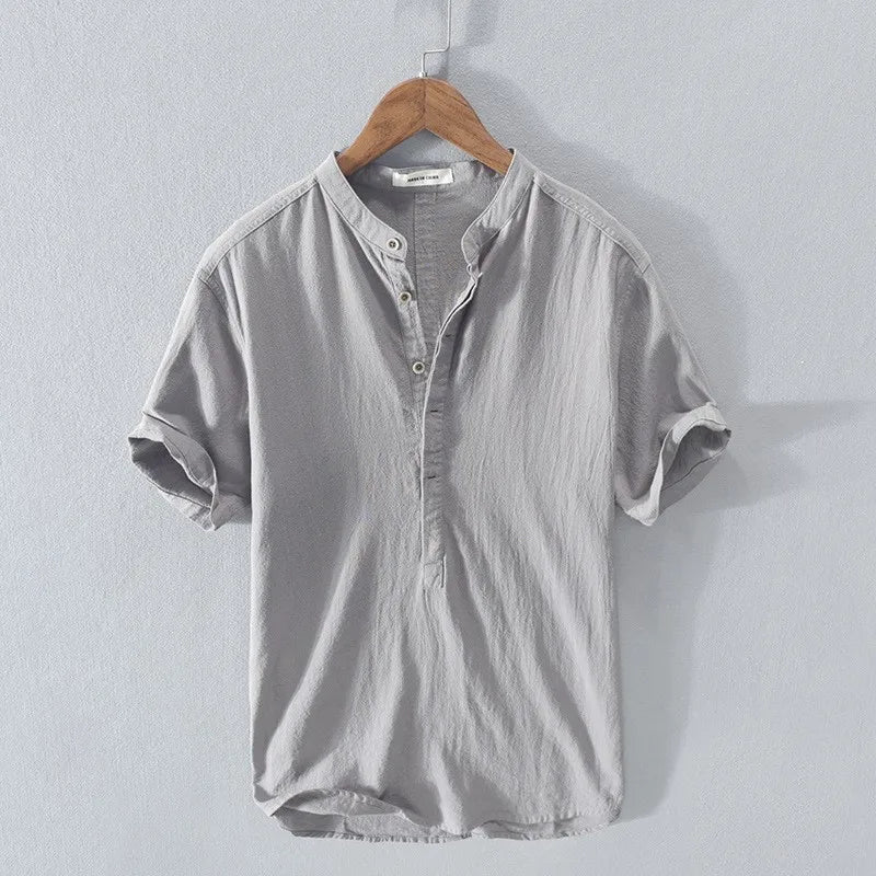 Nueva camisa de algodón de lino para hombres