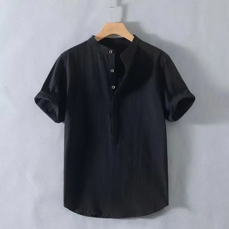 Nueva camisa de algodón de lino para hombres