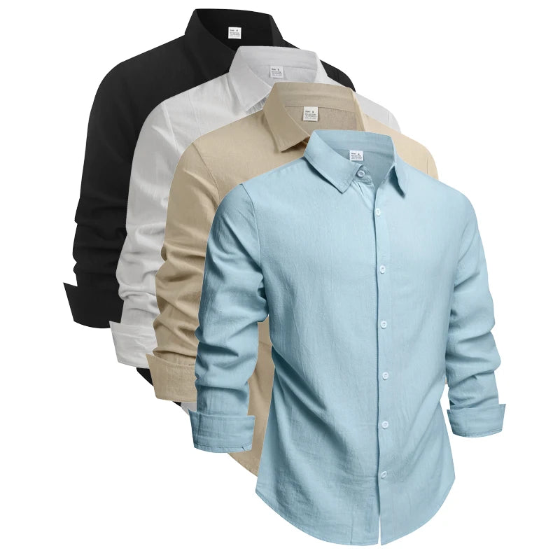Camisa de lino de algodón para hombres