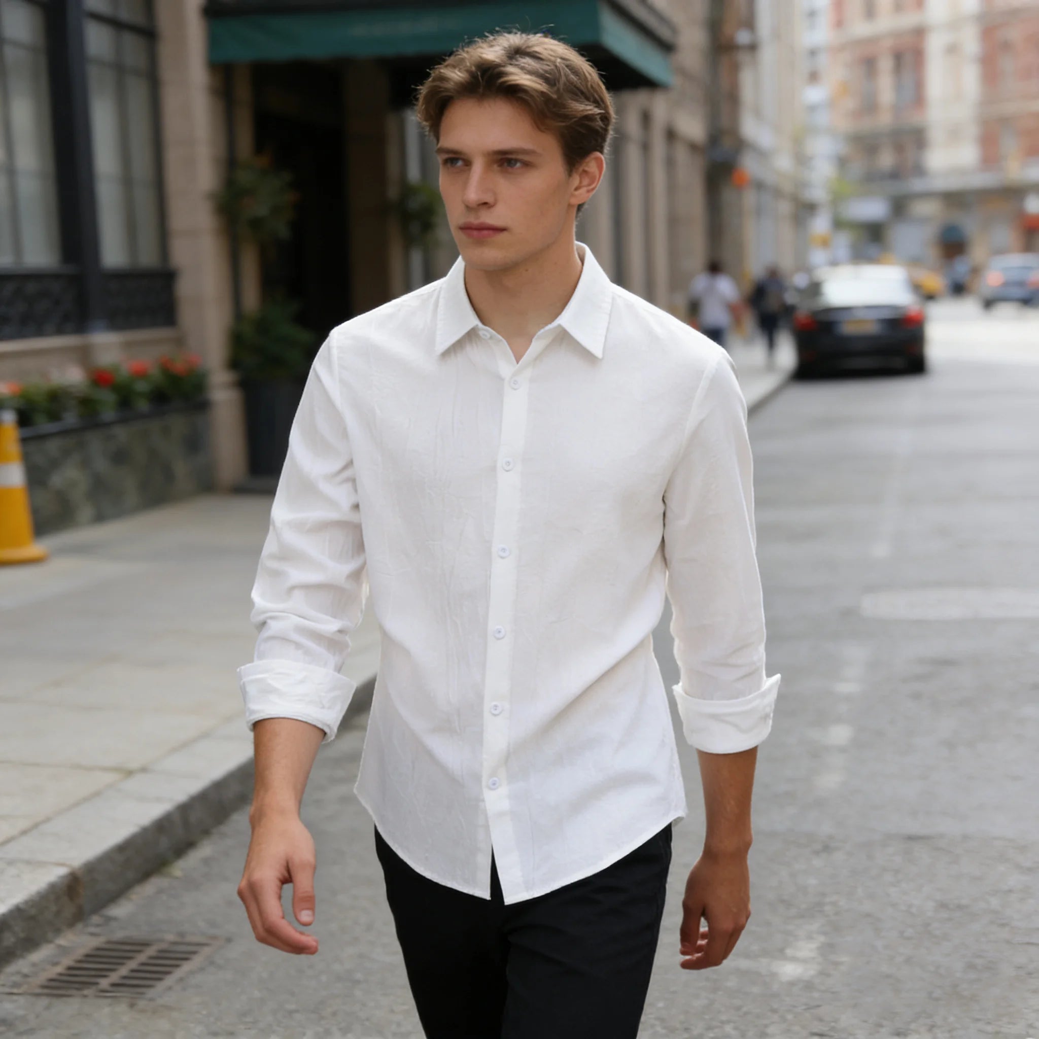 Camisa de lino de algodón para hombres