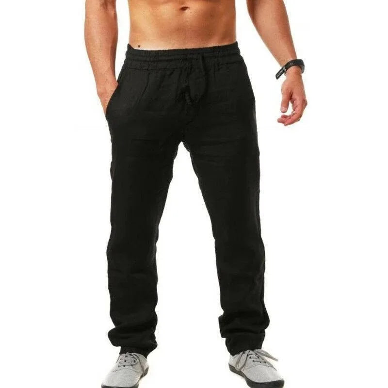 Pantalón Suelto de Algodón y Lino para Hombre | Cintura Elástica Casual