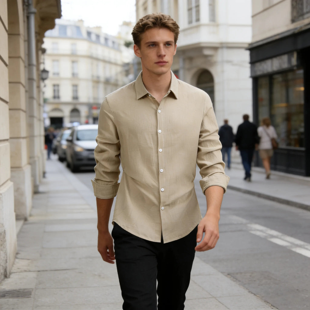 Camisa de lino de algodón para hombres