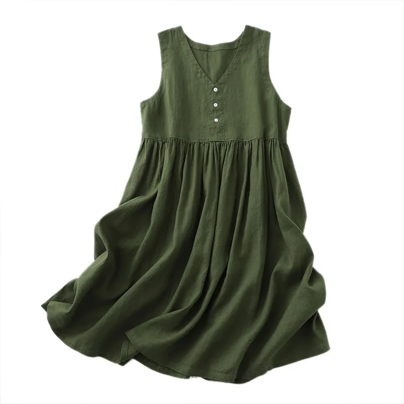 Vestido Midi Halter Sin Mangas – Elegancia Casual para Verano