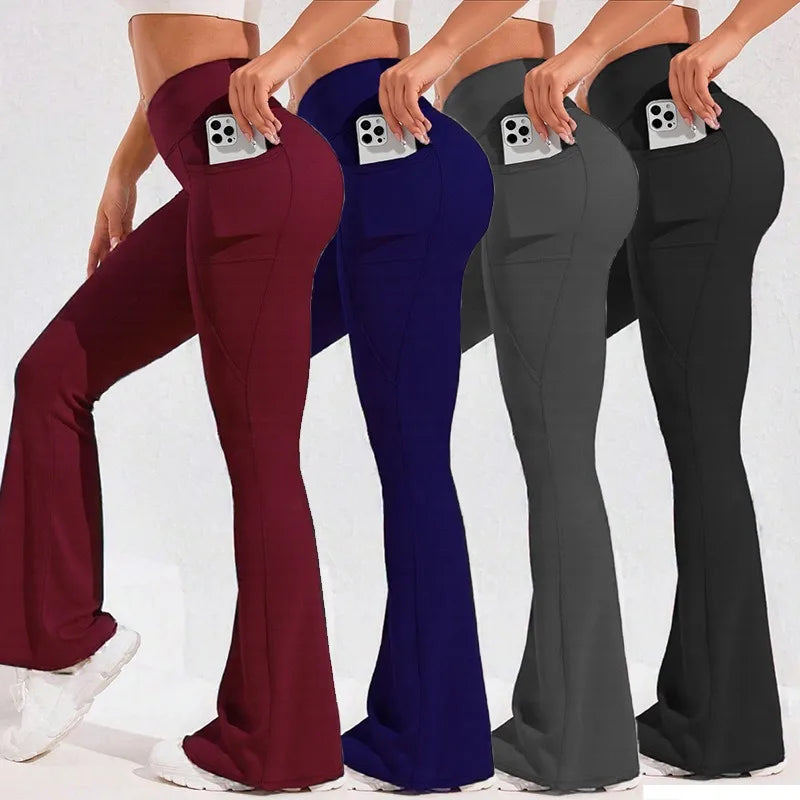 Pantalones de yoga de cintura alta con piernas acampanadas