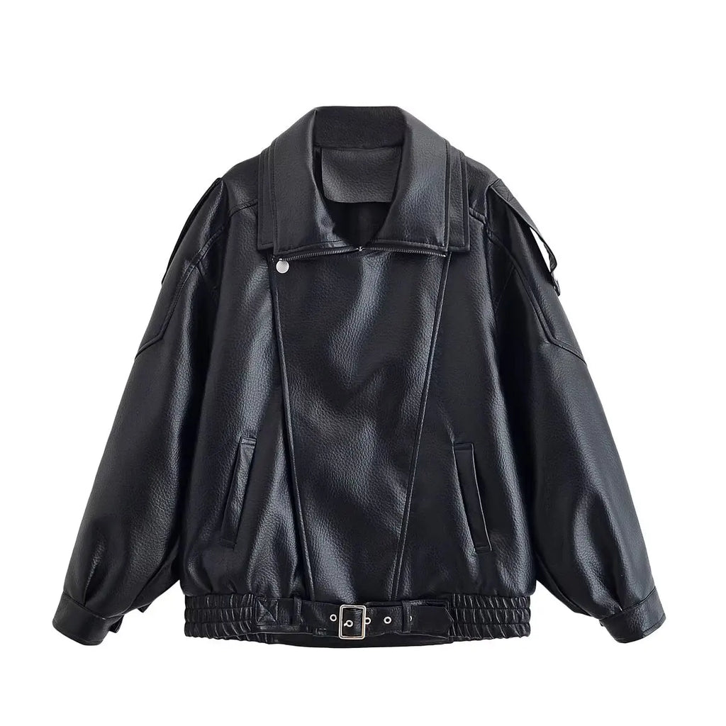 Chaqueta de cuero sintético de otoño