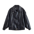Chaqueta de cuero sintético de otoño