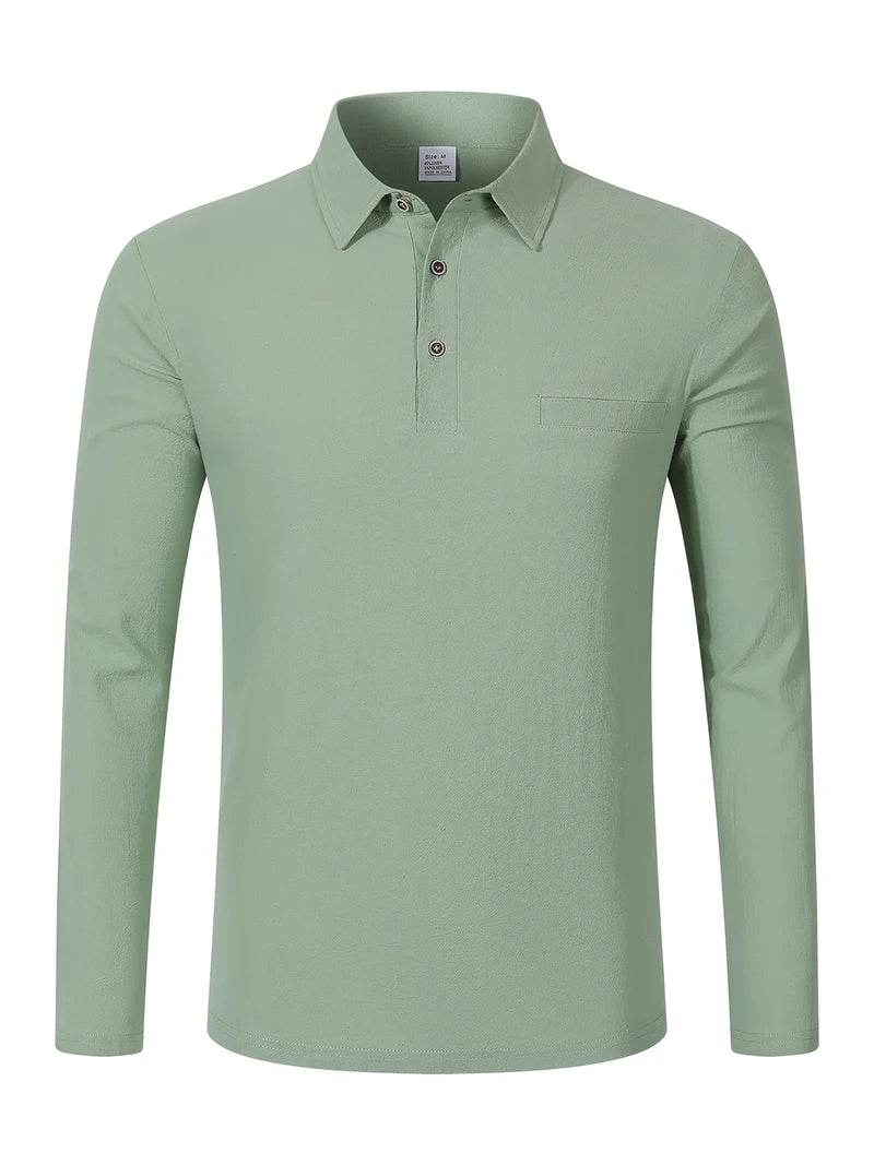 Camiseta polo de manga larga de lino