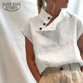 Camiseta de algodón de lino para mujer