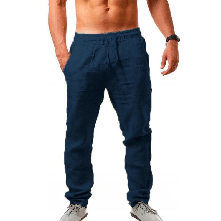 Pantalón Suelto de Algodón y Lino para Hombre | Cintura Elástica Casual