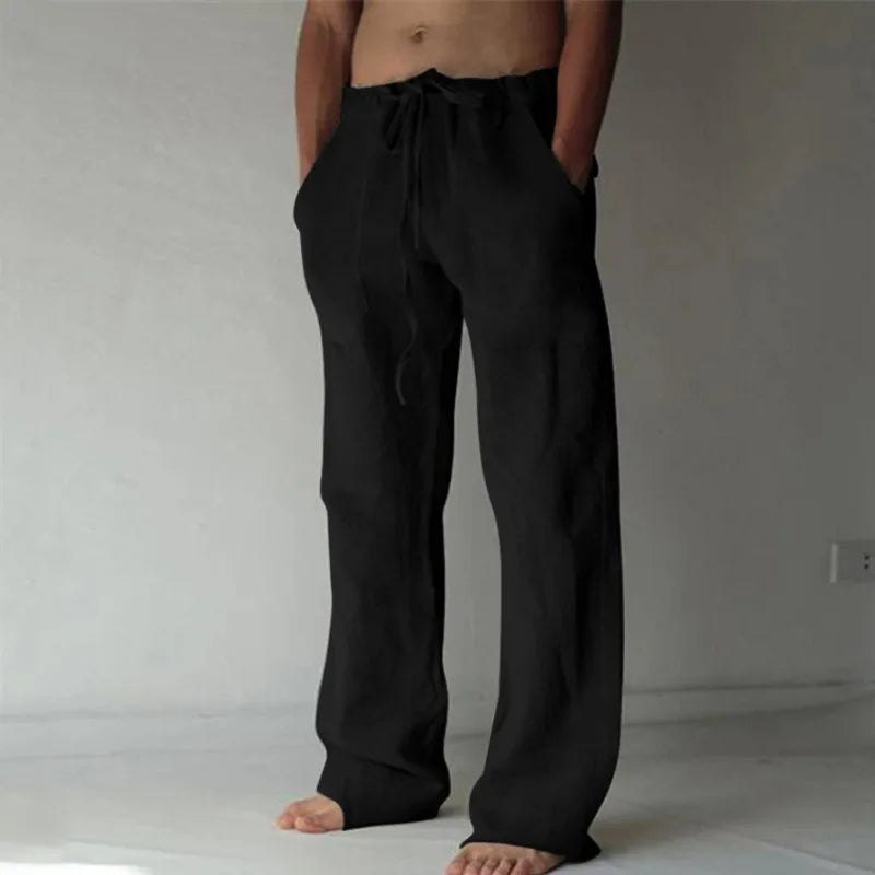 Pantalón de Lino y Algodón para Hombre — Estilo Harajuku, Cintura Elástica, Tallas S a 5XL