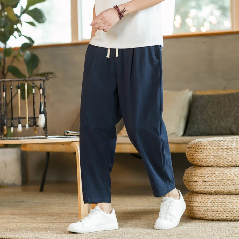 Pantalón Casual de Algodón para Hombre — Corte Recto, Suelto y Transpirable, Tallas M a 4XL
