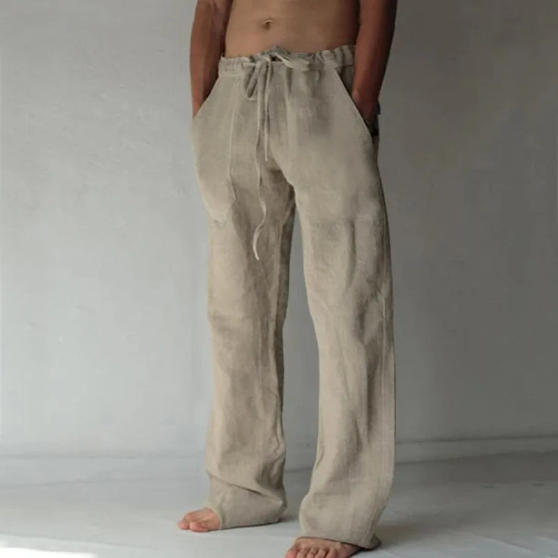 Pantalón de Lino y Algodón para Hombre — Estilo Harajuku, Cintura Elástica, Tallas S a 5XL