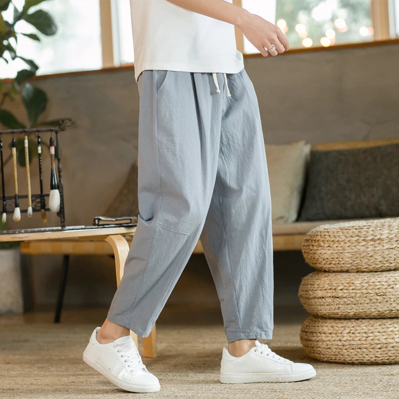 Pantalón Casual de Algodón para Hombre — Corte Recto, Suelto y Transpirable, Tallas M a 4XL