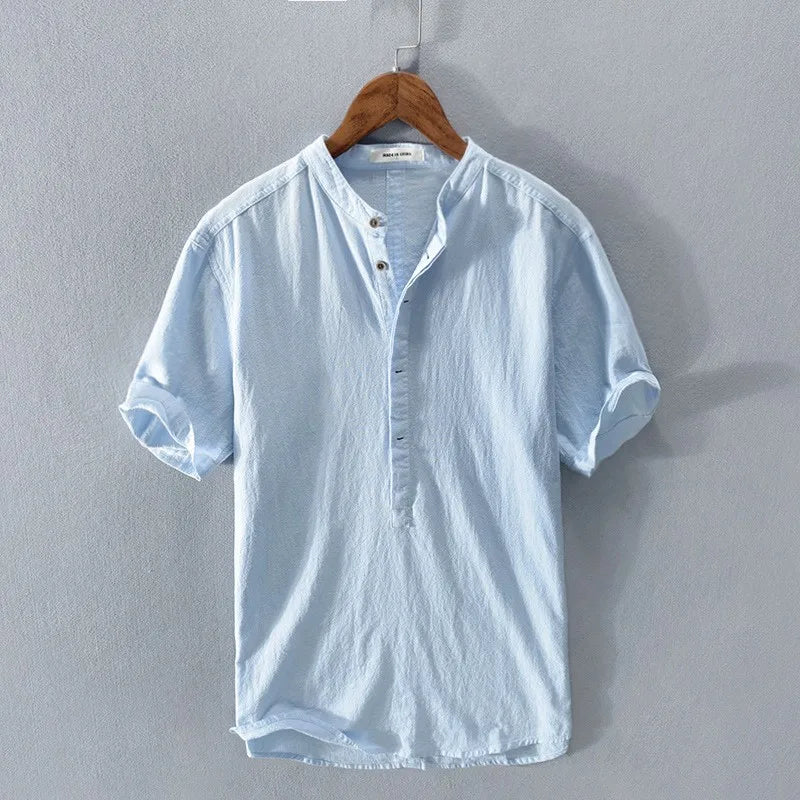 Nueva camisa de algodón de lino para hombres
