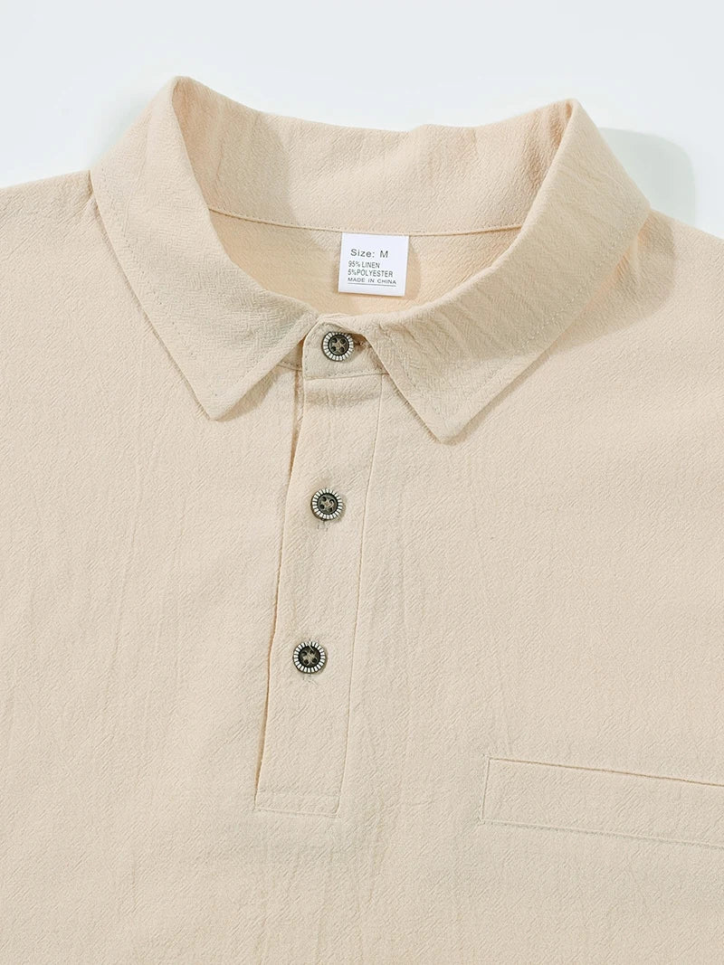 Camiseta polo de manga larga de lino