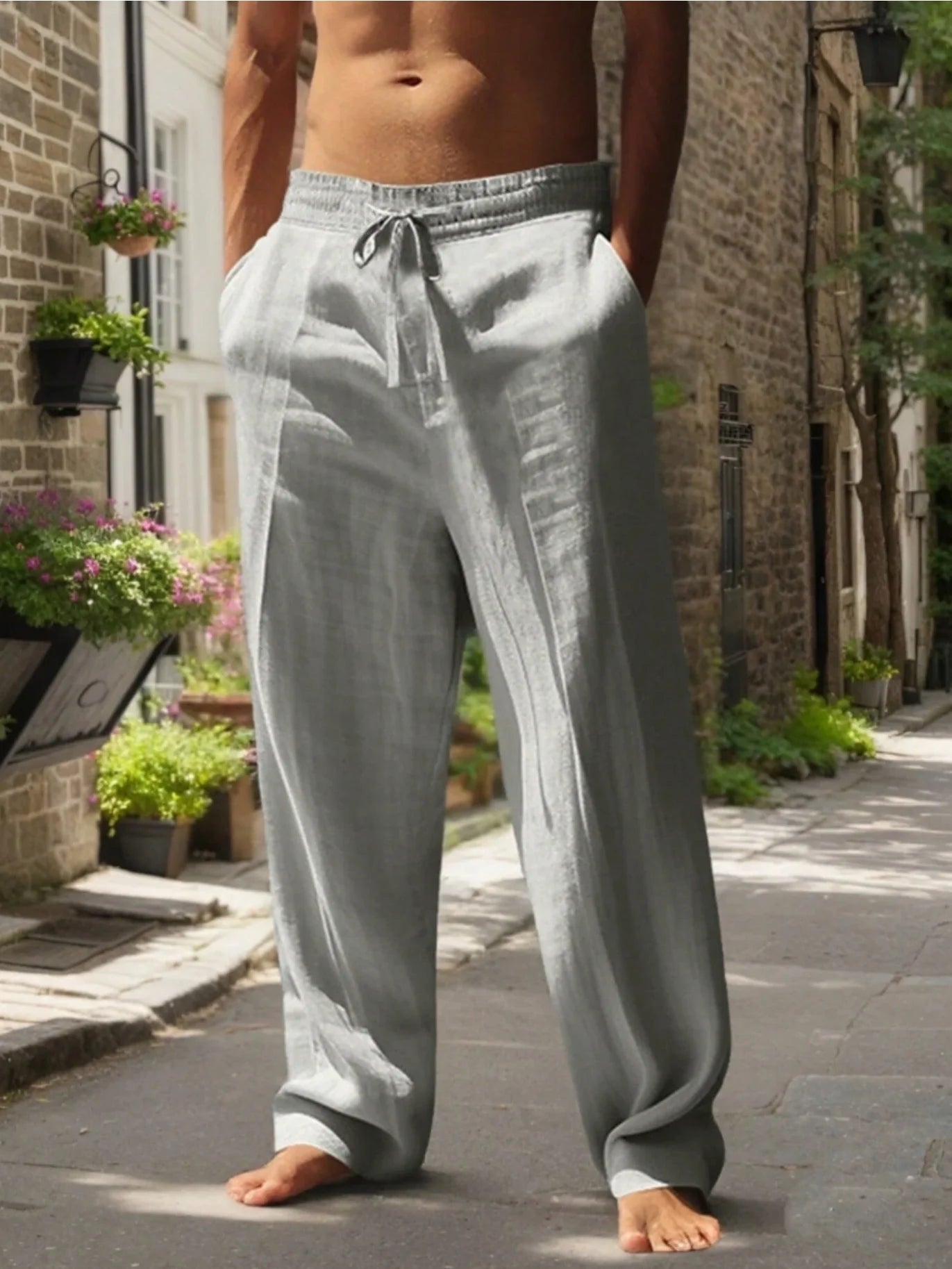 Pantalón Holgado de Algodón y Lino para Hombre | Estilo Casual Streetwear