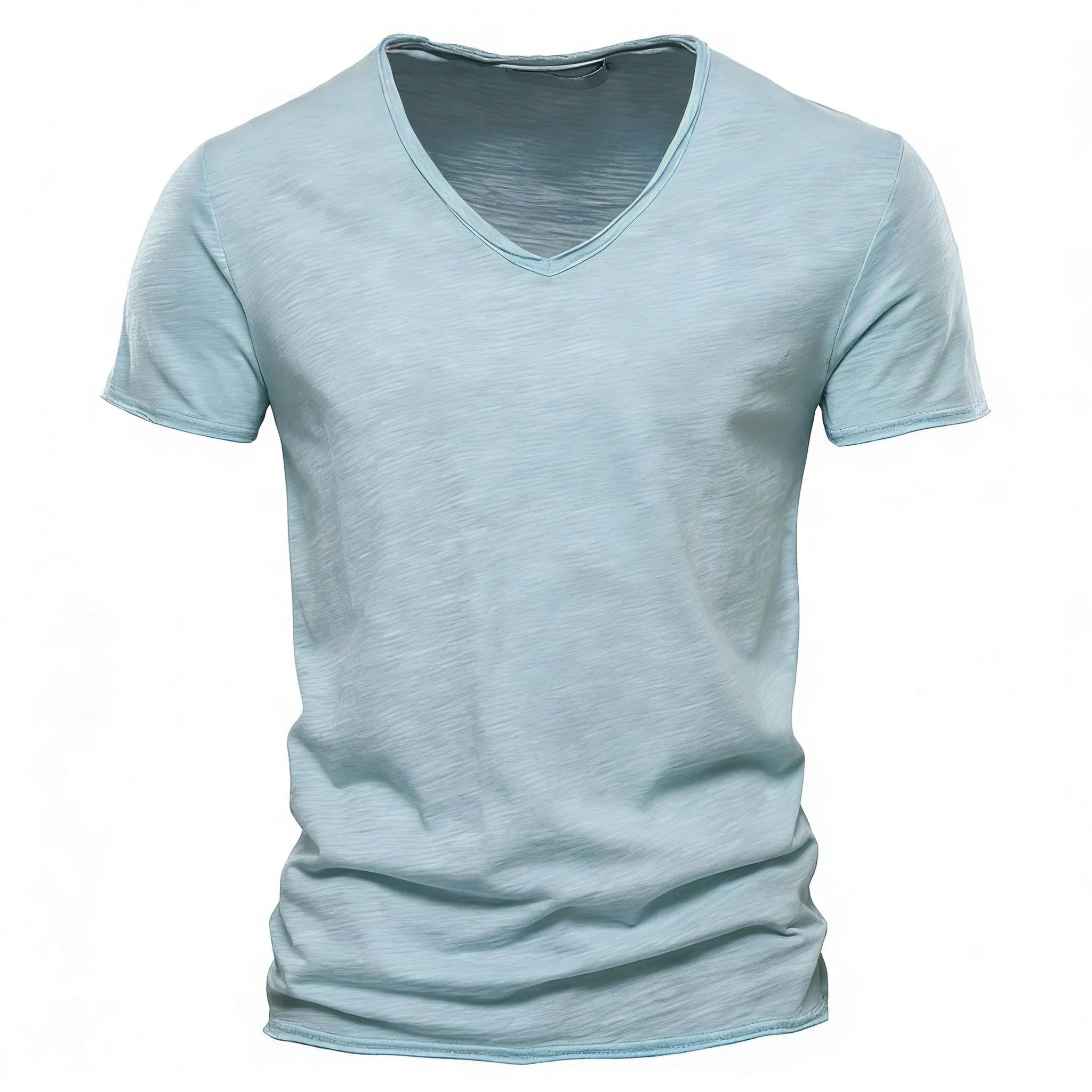 Camiseta de Algodón para Hombre — Cuello en V, Manga Corta, Transpirable, Tallas S a 5XL