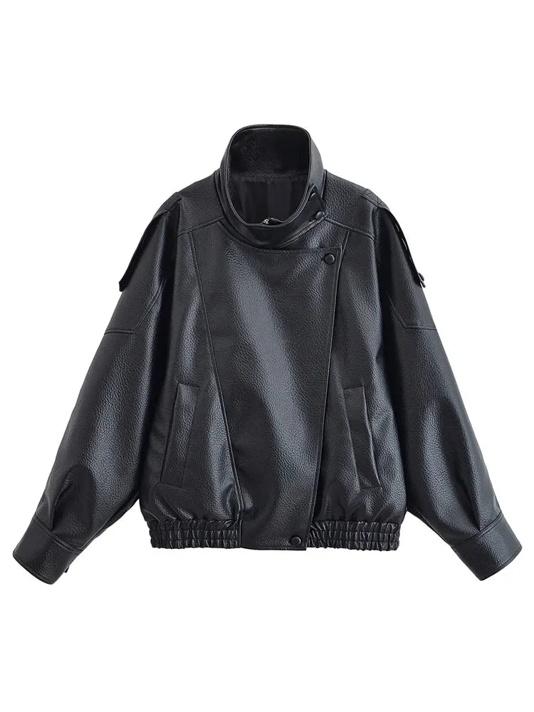 Chaqueta de cuero sintético de otoño