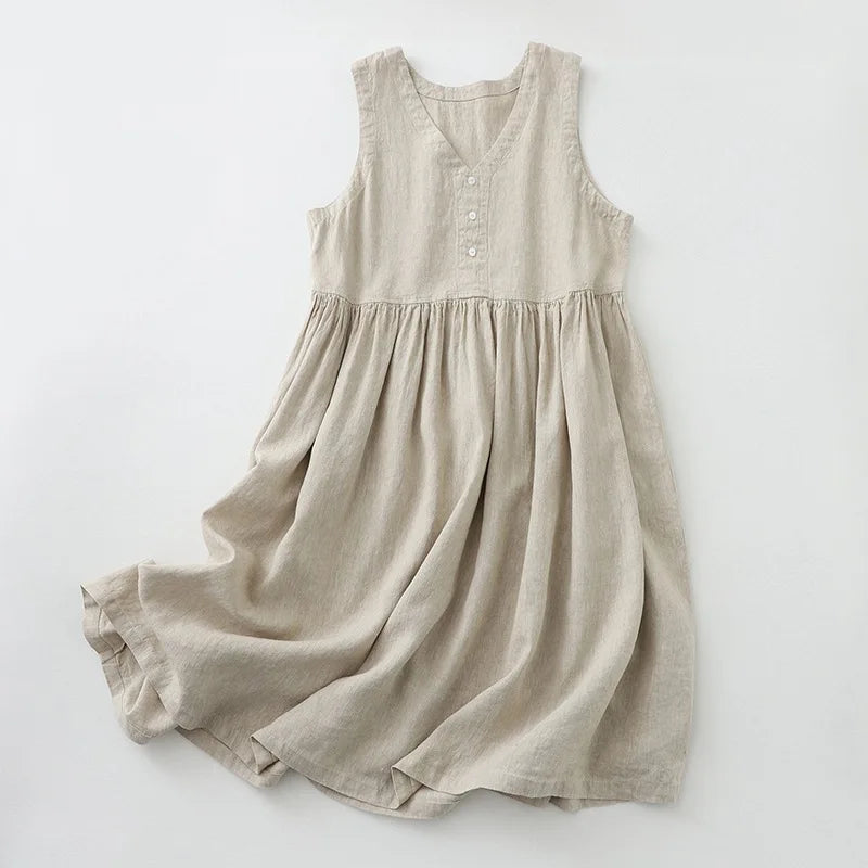 Vestido Midi Halter Sin Mangas – Elegancia Casual para Verano