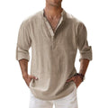 Camisa de Lino y Algodón para Hombre | Manga Larga Casual Streetwear