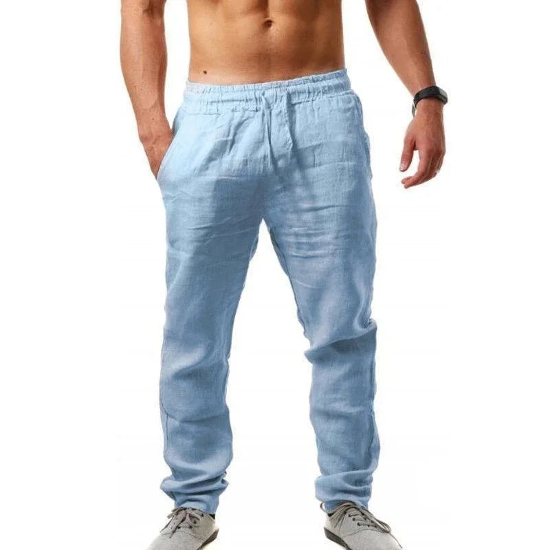 Pantalón Suelto de Algodón y Lino para Hombre | Cintura Elástica Casual