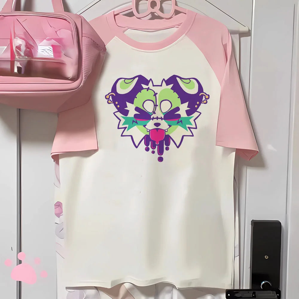 Camiseta Gráfica Anime Estilo Japonés | Streetwear Mujer | Manga Corta