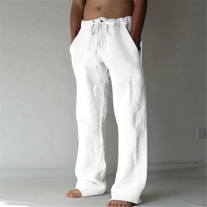 Pantalón de Lino y Algodón para Hombre — Estilo Harajuku, Cintura Elástica, Tallas S a 5XL