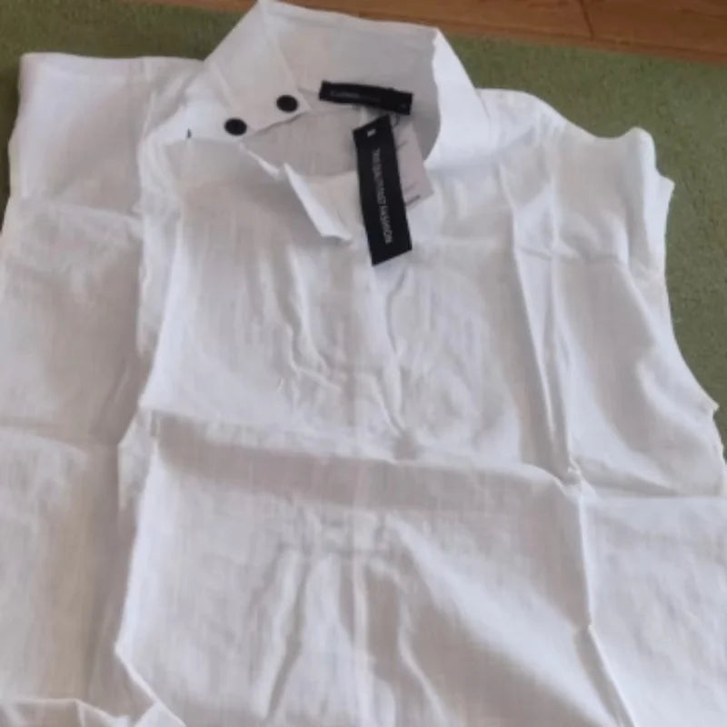 Camiseta de algodón de lino para mujer