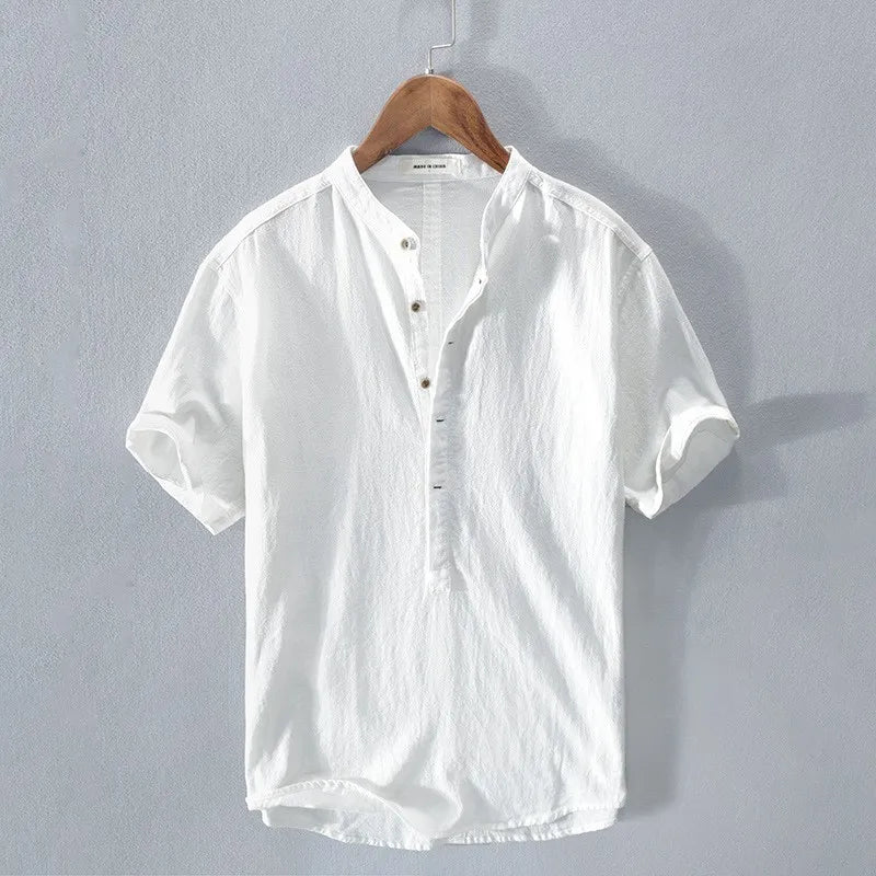Nueva camisa de algodón de lino para hombres