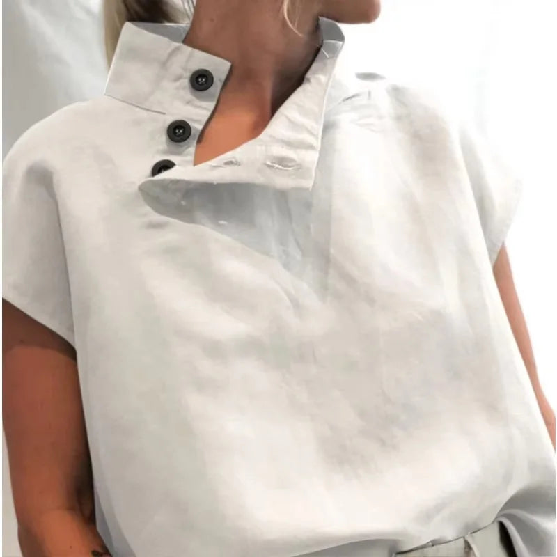 Camiseta de algodón de lino para mujer