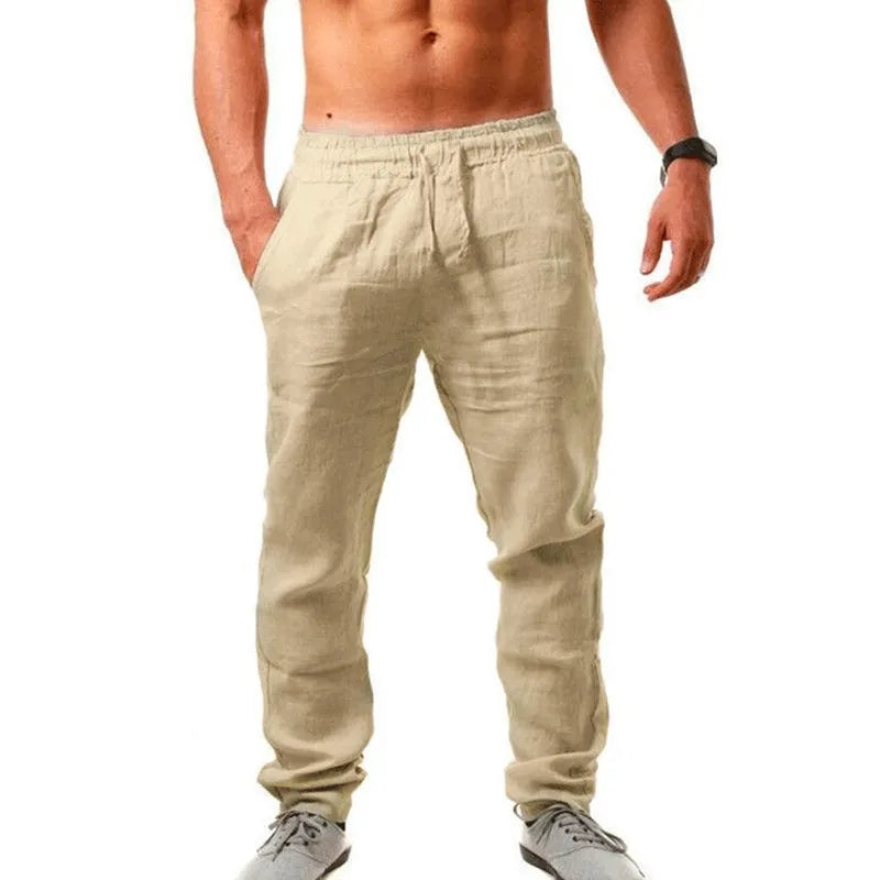 Pantalón Suelto de Algodón y Lino para Hombre | Cintura Elástica Casual