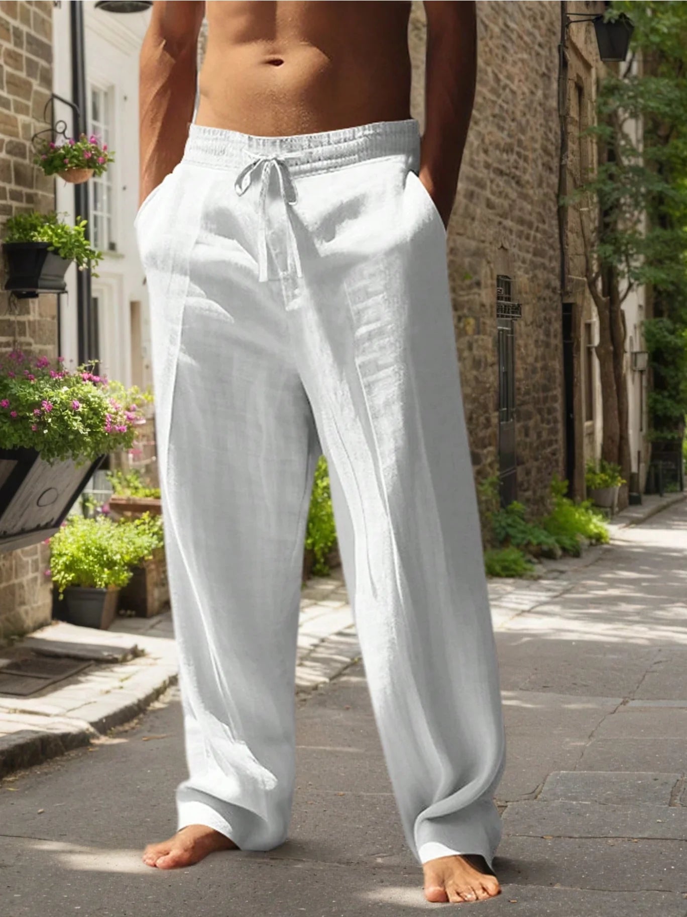 Pantalón Holgado de Algodón y Lino para Hombre | Estilo Casual Streetwear