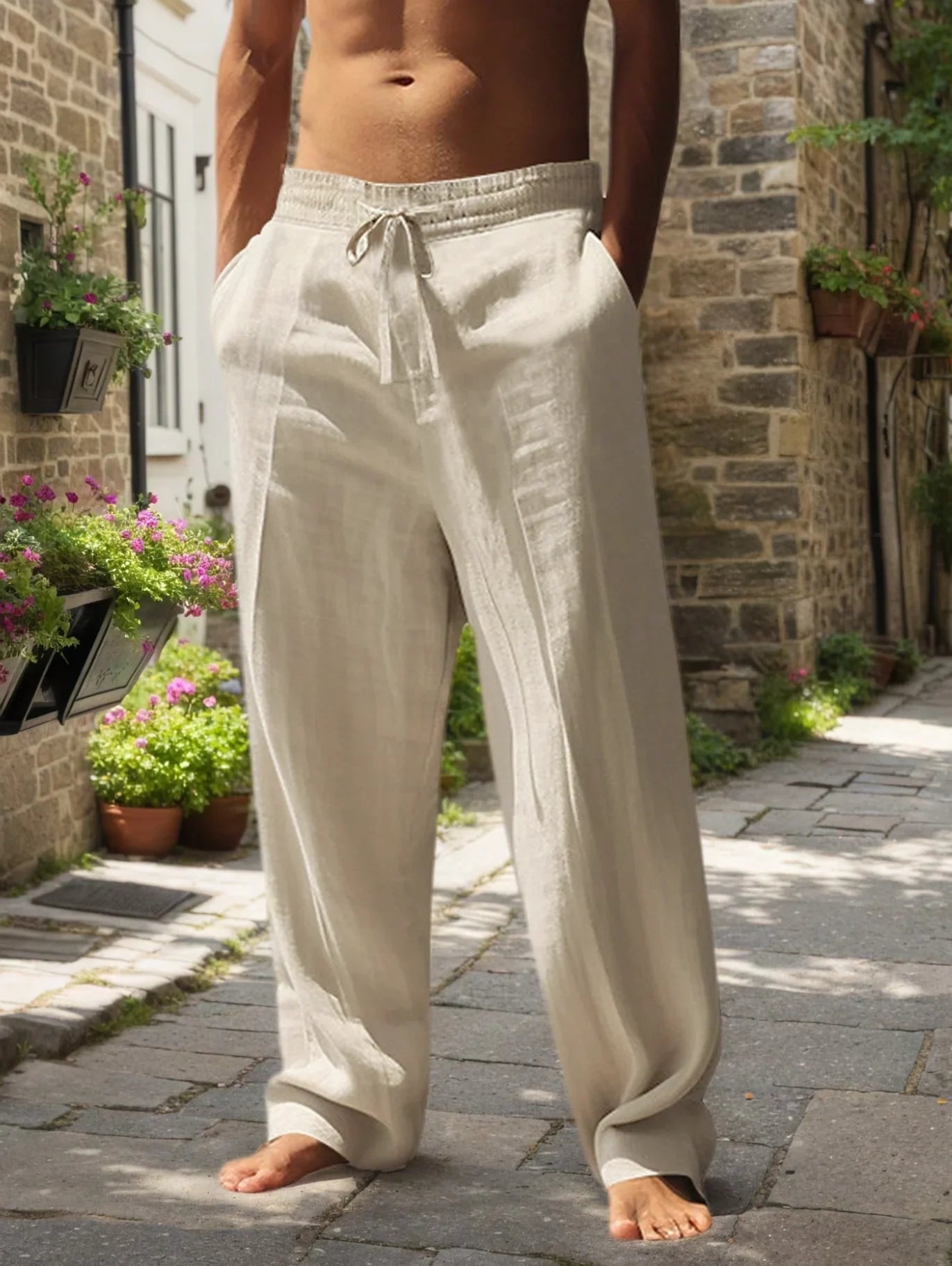 Pantalón Holgado de Algodón y Lino para Hombre | Estilo Casual Streetwear