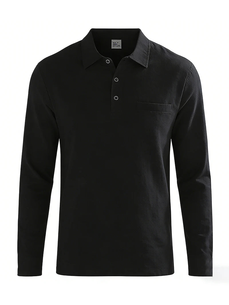 Camiseta polo de manga larga de lino