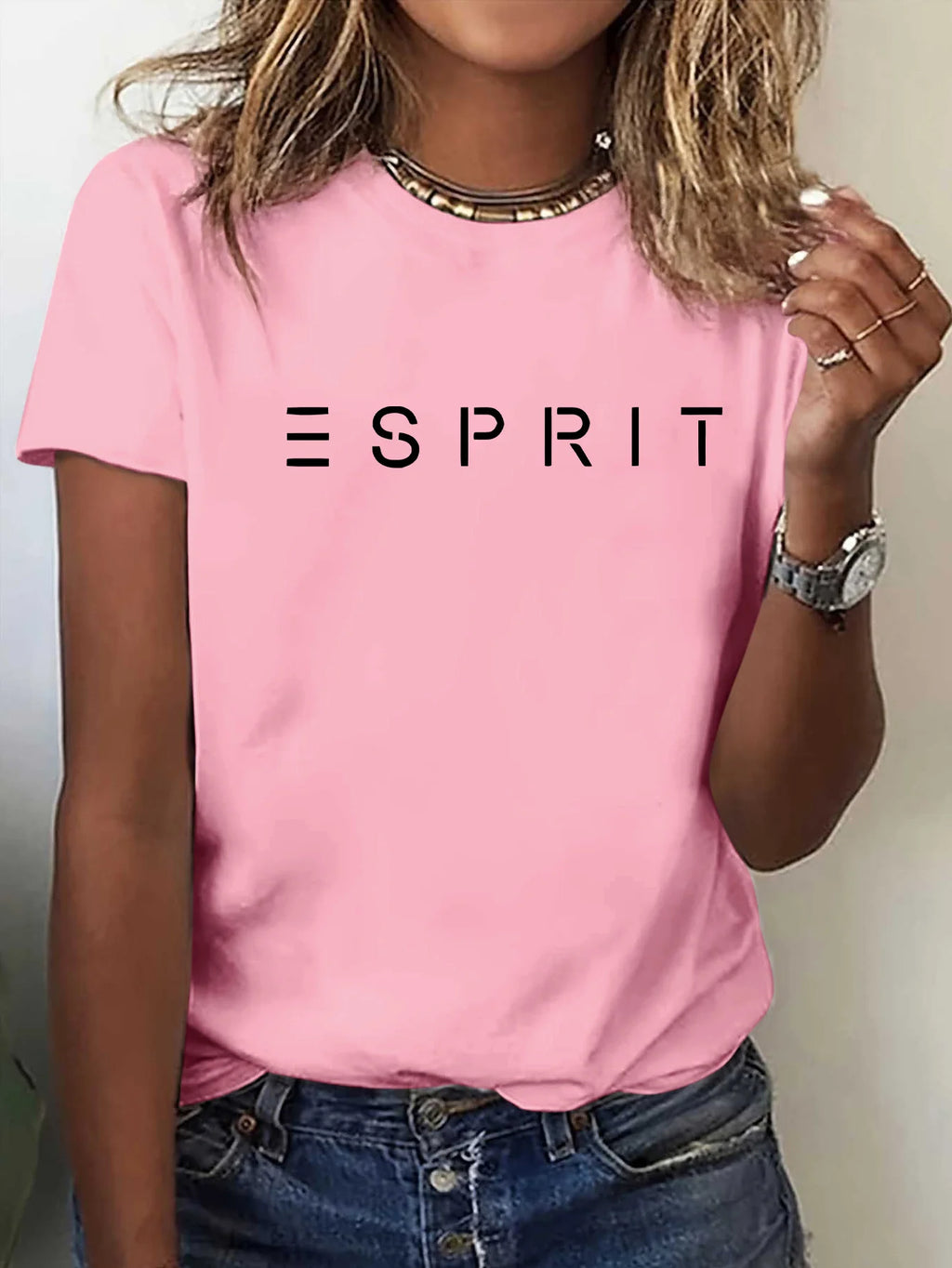 Camiseta Estampado Letras en Negrita | Mujer Casual Streetwear | Manga Corta