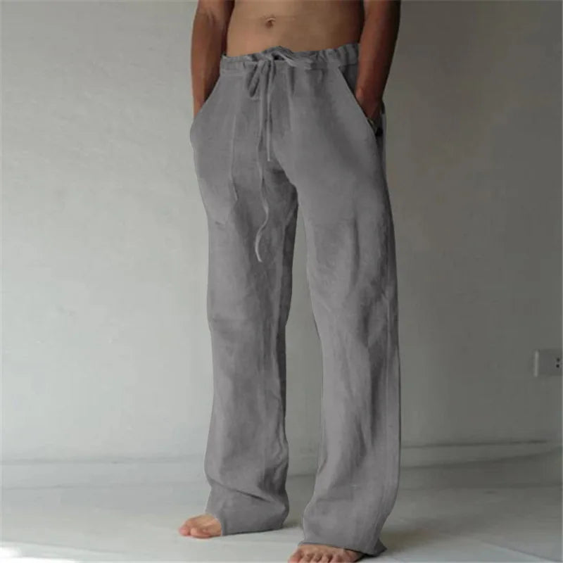 Pantalón de Lino y Algodón para Hombre — Estilo Harajuku, Cintura Elástica, Tallas S a 5XL