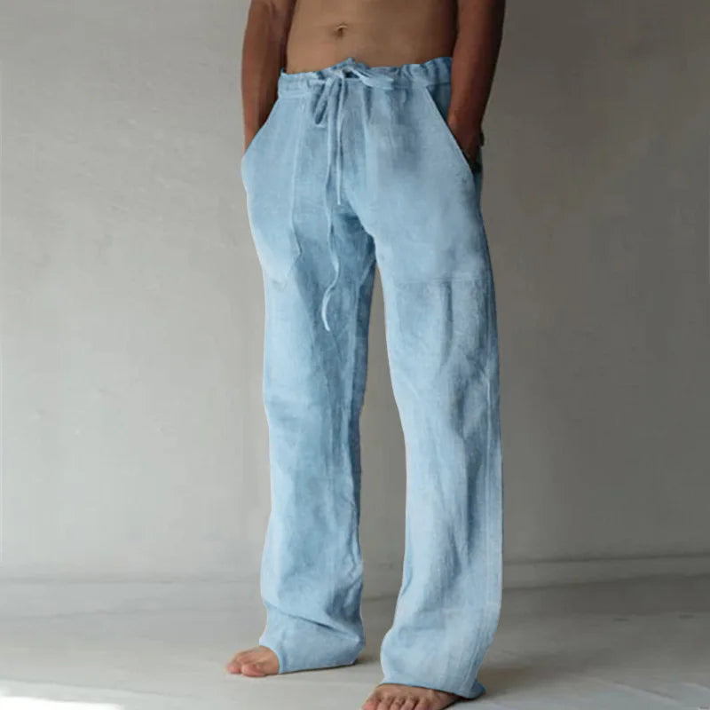 Pantalón de Lino y Algodón para Hombre — Estilo Harajuku, Cintura Elástica, Tallas S a 5XL