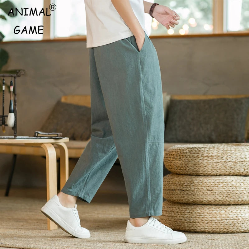 Pantalón Casual de Algodón para Hombre — Corte Recto, Suelto y Transpirable, Tallas M a 4XL