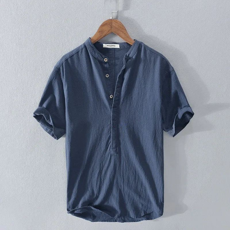 Nueva camisa de algodón de lino para hombres