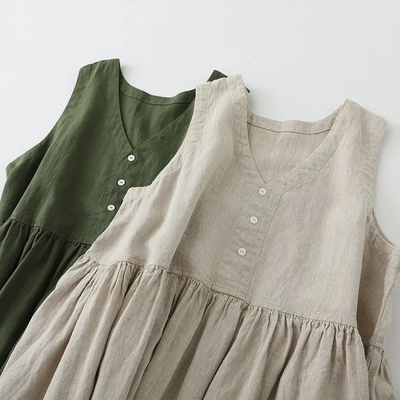 Vestido Midi Halter Sin Mangas – Elegancia Casual para Verano