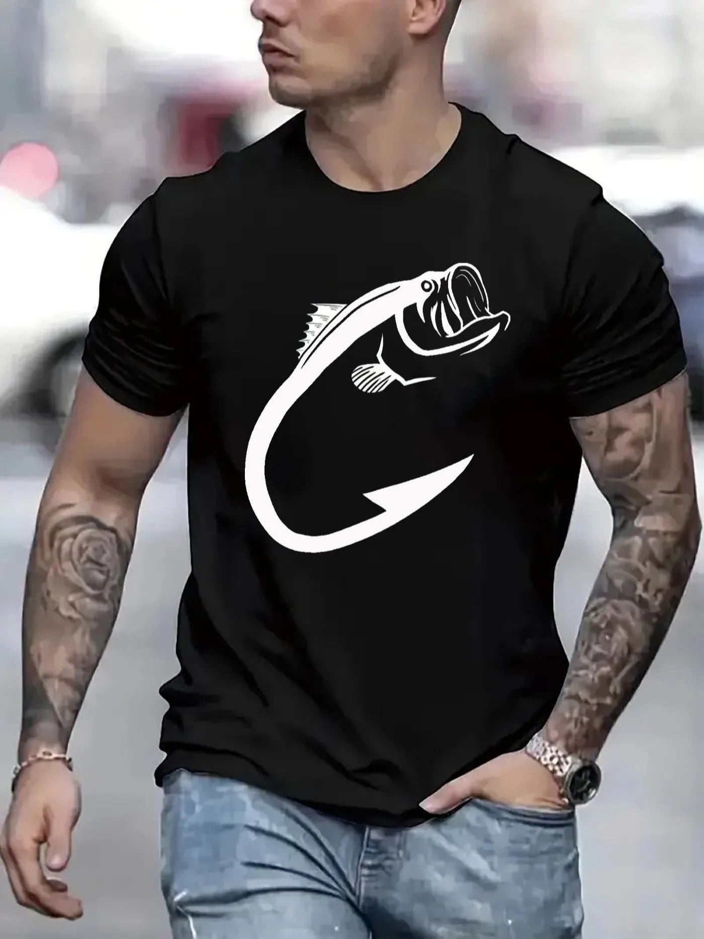 Camiseta Algodón Estampado Gráfico Vintage Hombre — Oversized Streetwear