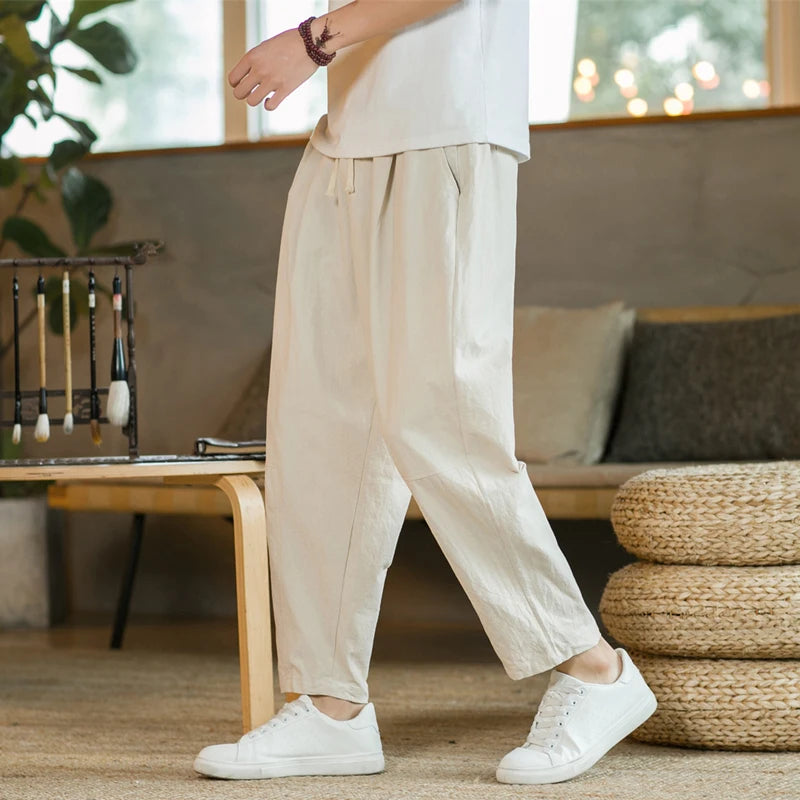Pantalón Casual de Algodón para Hombre — Corte Recto, Suelto y Transpirable, Tallas M a 4XL