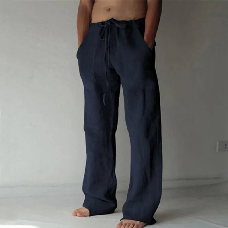 Pantalón de Lino y Algodón para Hombre — Estilo Harajuku, Cintura Elástica, Tallas S a 5XL