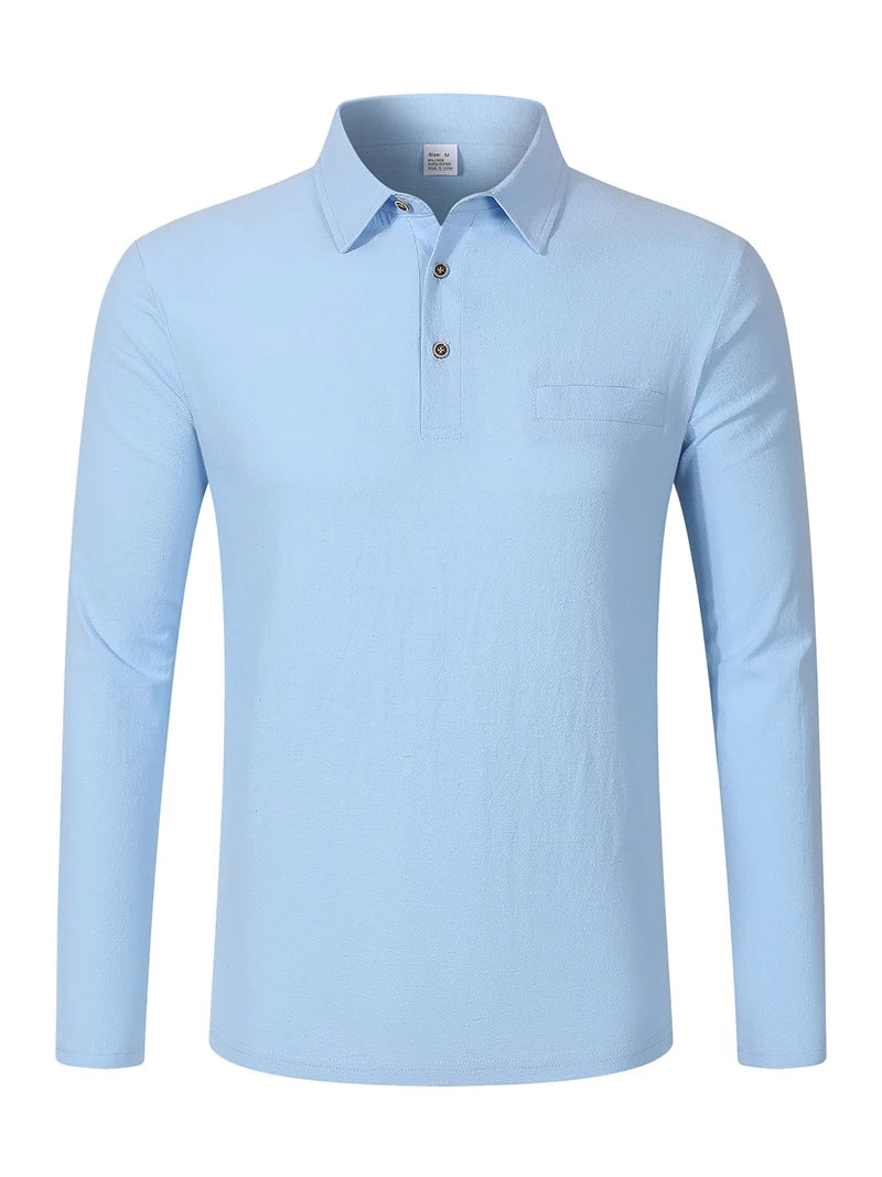 Camiseta polo de manga larga de lino