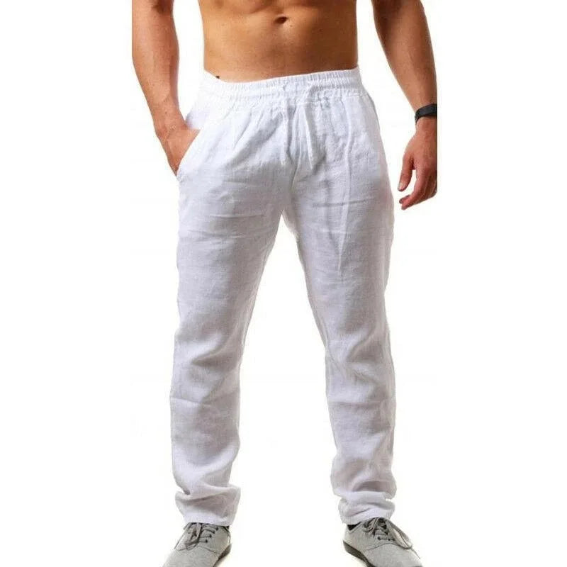Pantalón Suelto de Algodón y Lino para Hombre | Cintura Elástica Casual