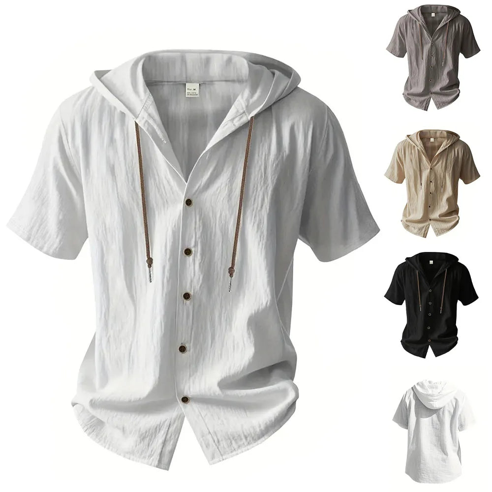 Camisa de algodón de lino para hombre