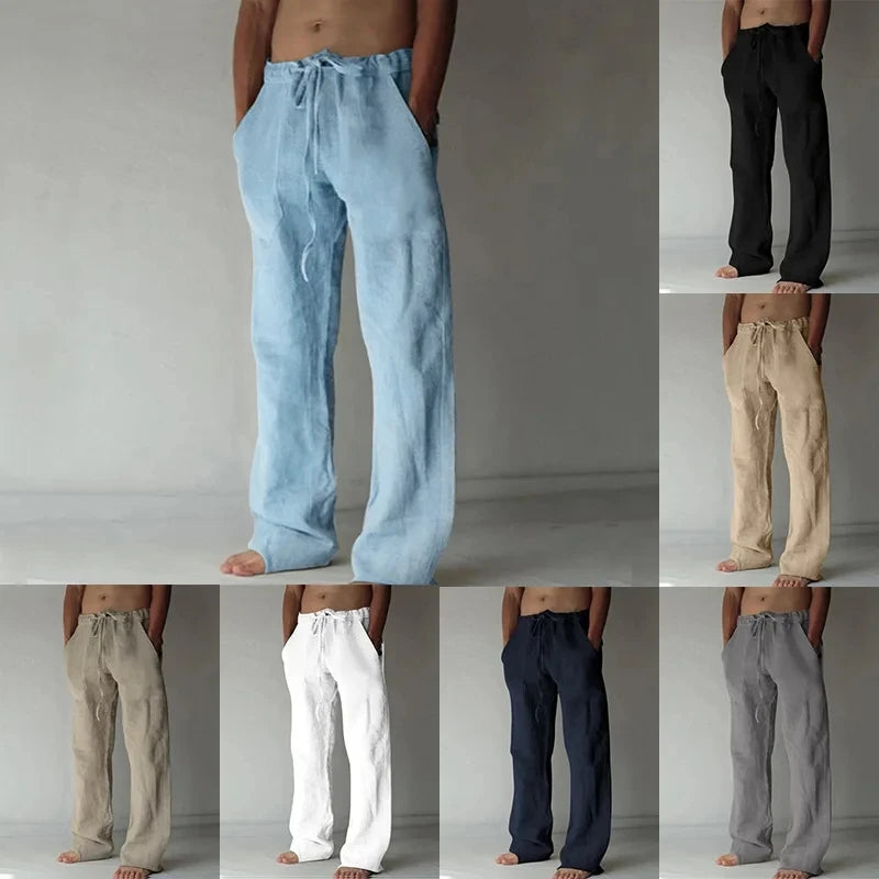 Pantalón de Lino y Algodón para Hombre — Estilo Harajuku, Cintura Elástica, Tallas S a 5XL