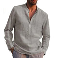 Camisa de manga larga de algodón de lino para hombre