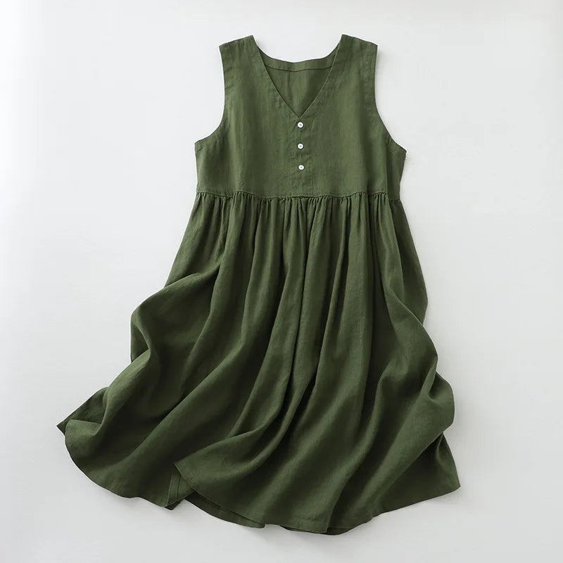 Vestido Midi Halter Sin Mangas – Elegancia Casual para Verano